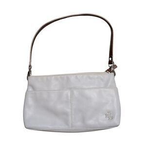 👜 Lauren Ralph Lauren White Leather Small Shoulder Bag Y2K Minimalist